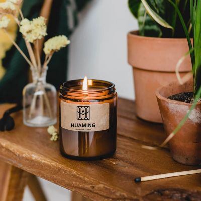 Amber Scented Candle With Lid 180g
