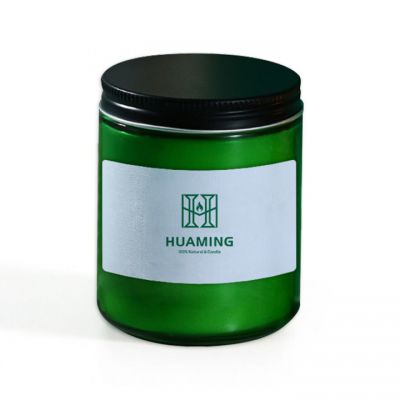 Green Glass Scented Candle with Lid 200g