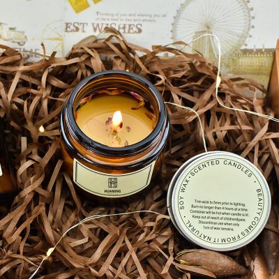 Amber Glass Scented Candle with Lid100g