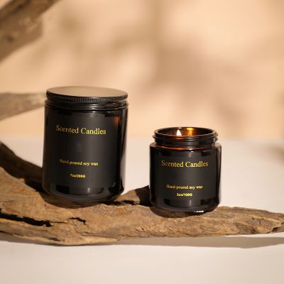 Black Scented Candle with Lid 100g