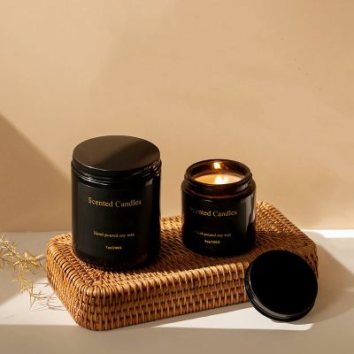 Black Scented Candle with Lid 100g