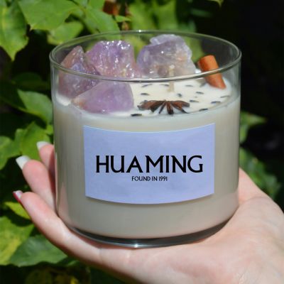 3 Wick Scented Candle with Crystal 260g