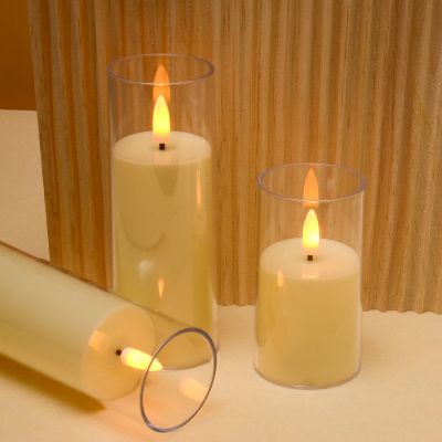 Glass LED Candle Set