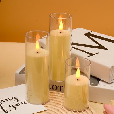 Glass LED Candle Set