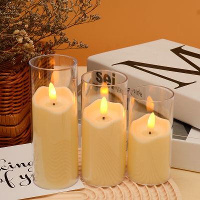 Glass LED Candle Set