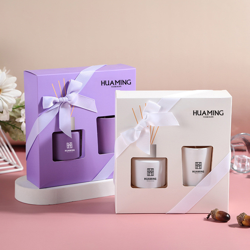 Perfume Lily Purple And White Scented Candle & Diffuser Reed Gift Set 50ml