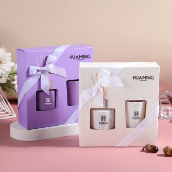 Perfume Lily Purple And White Scented Candle & Diffuser Reed Gift Set 50ml