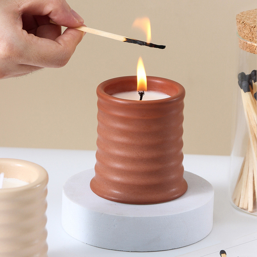 Striped Ceramic Scented Candle 80g