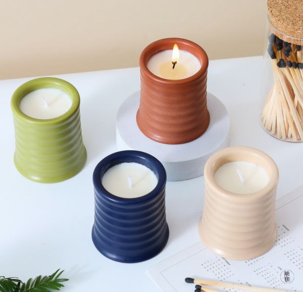 Striped Ceramic Scented Candle 80g