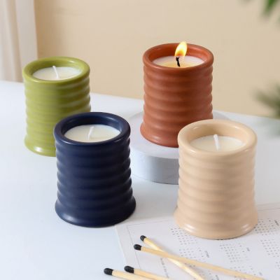 Striped Ceramic Scented Candle 80g