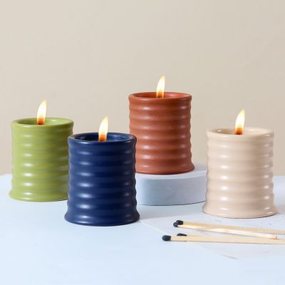 Striped Ceramic Scented Candle 80g