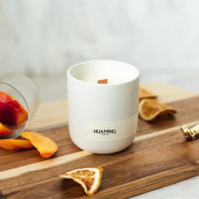 White Porcelain Wooden Aroma Candle 180g