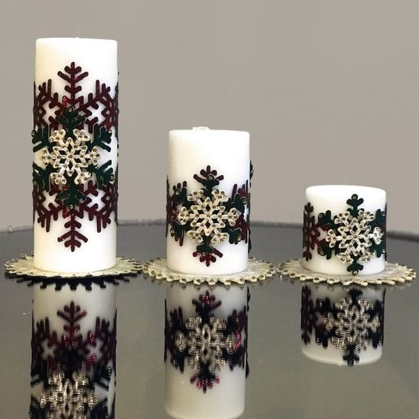 Christmas Snowflake Pillar Candle
