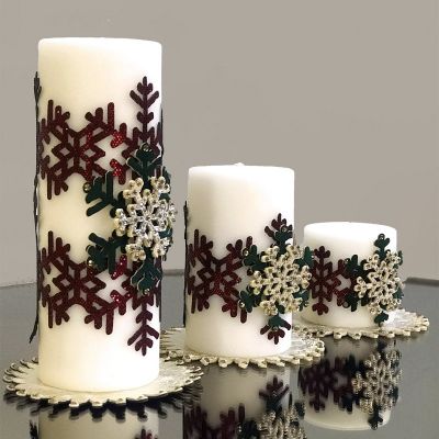 Christmas Snowflake Pillar Candle