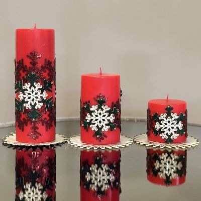 Christmas Snowflake Pillar Candle