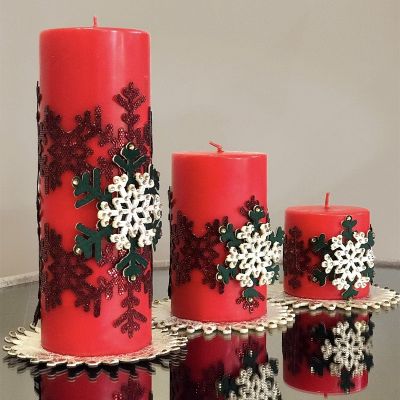 Christmas Snowflake Pillar Candle