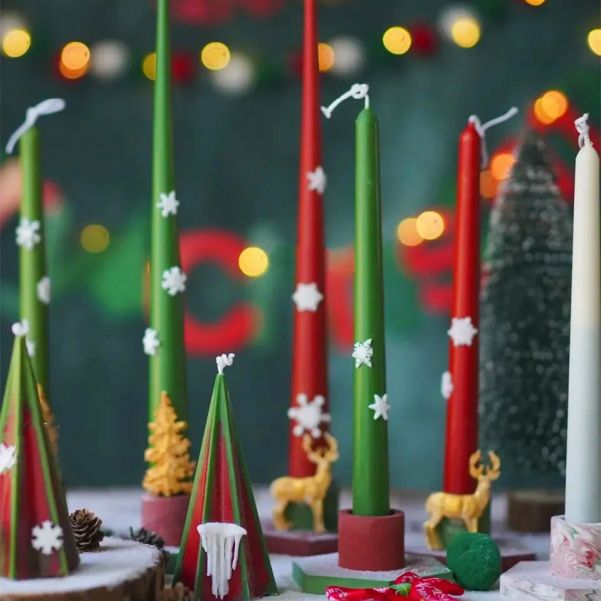 Christmas Snow Taper Candle