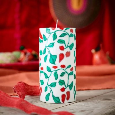 Floral Sticker Pillar Candle