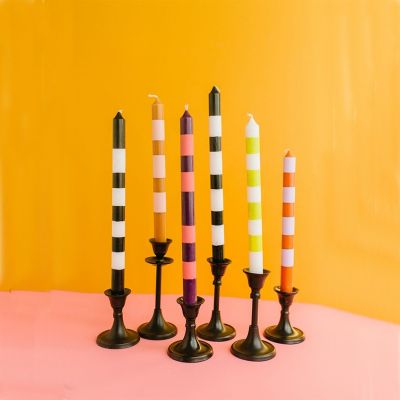 DIY Striped Painted Taper Candles