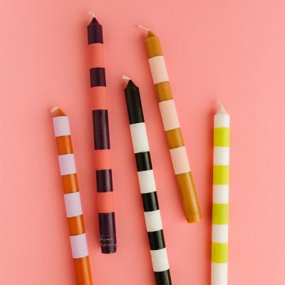 DIY Striped Painted Taper Candles