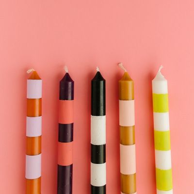 DIY Striped Painted Taper Candles