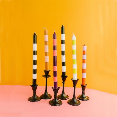 DIY Striped Painted Taper Candles
