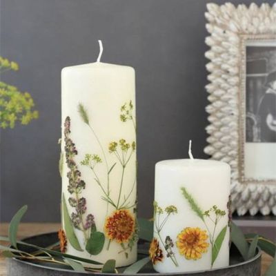 Real Flower Pillar Candles