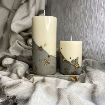 Concrete Tinsel Pillar Candle