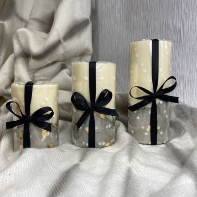 Concrete Tinsel Pillar Candle