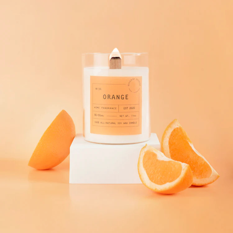 Orange Wooden Scented Candle 260g