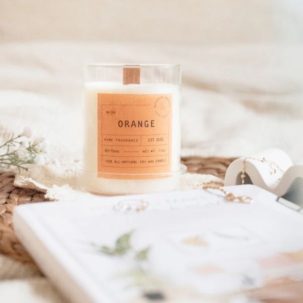 Orange Wooden Scented Candle 260g