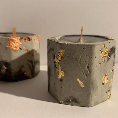 Golden Hexagon Concrete Scented Candles 150g