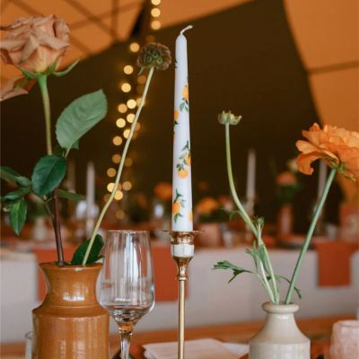 Summer Oranges Painted Taper Candles