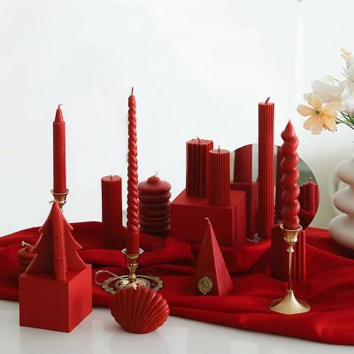 Vintage Red Home Pillar Candle
