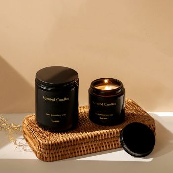 Black Scented Candle with Lid 100g