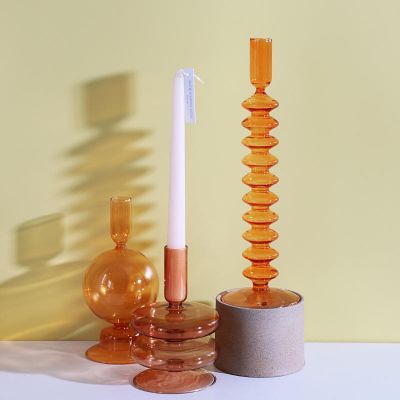 Unique Rotary Color Glass Table Scented Candle Stick Holder