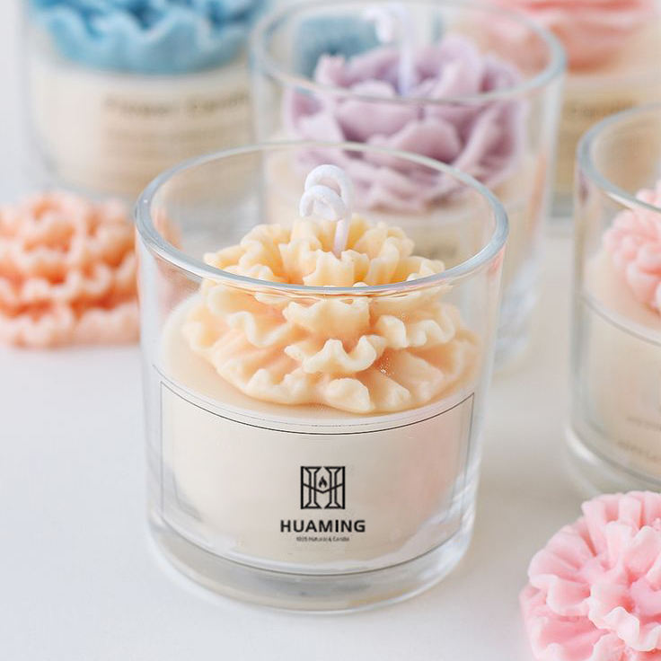 Handmade Flower Scented Candle Soy Wax Aromatherapy Candle in Glass