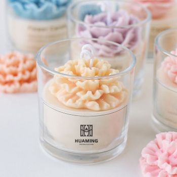 Handmade Flower Scented Candle Soy Wax Aromatherapy Candle in Glass