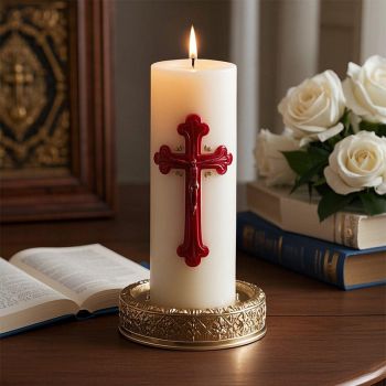 OEM ODM Custom Luxury Smokeless Cylindrical Handmade Easter Jerusalem Cross Prayer Candles