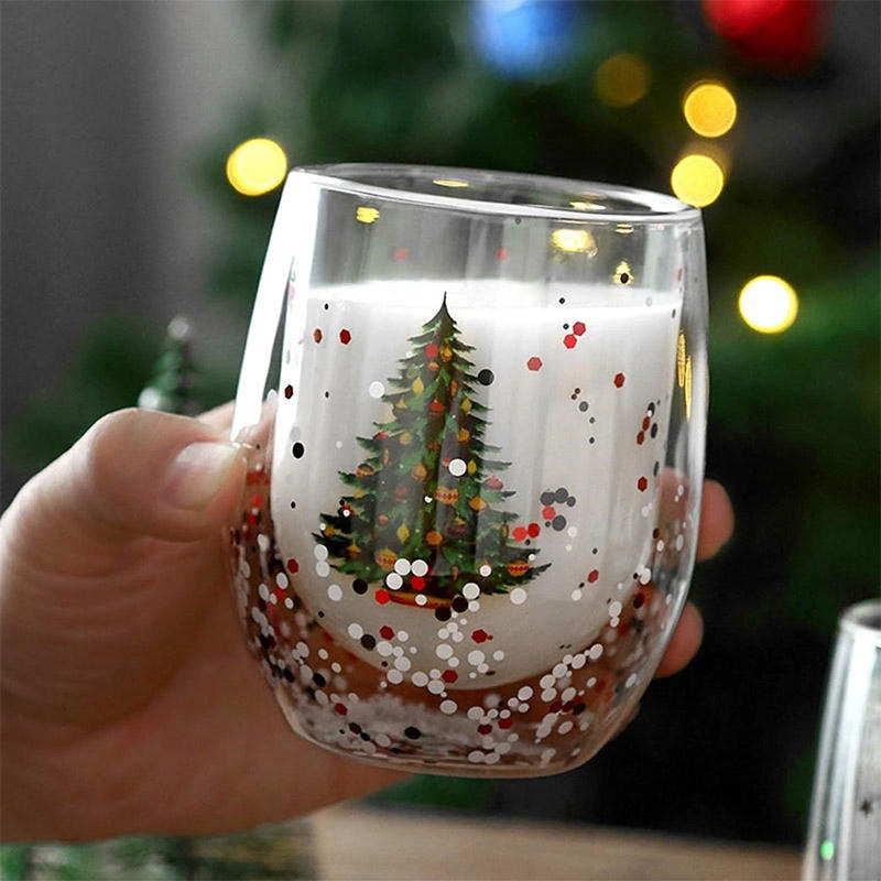 Christmas Holiday Double Wall Cup Flowing Sequins Scented Candles