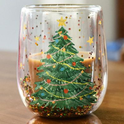 Christmas Holiday Double Wall Cup Flowing Sequins Scented Candles