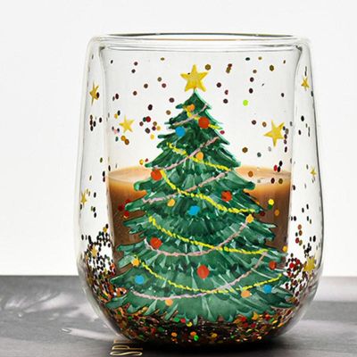Christmas Holiday Double Wall Cup Flowing Sequins Scented Candles
