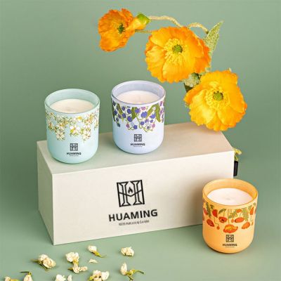 Flower Ceramic Scented Massage Candle With Gift Box Set