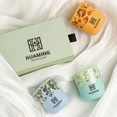 Flower Ceramic Scented Massage Candle With Gift Box Set