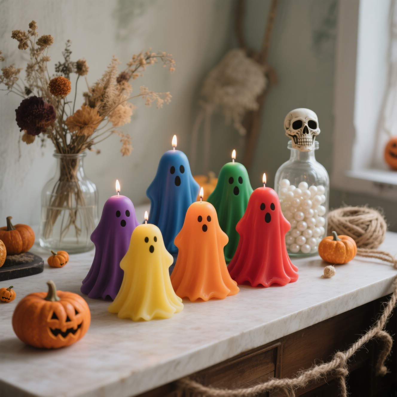 8×9cm Multicolor Decor Ghost Shaped Halloween Candle