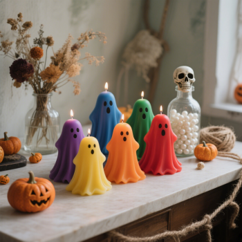 8×9cm Multicolor Decor Ghost Shaped Halloween Candle