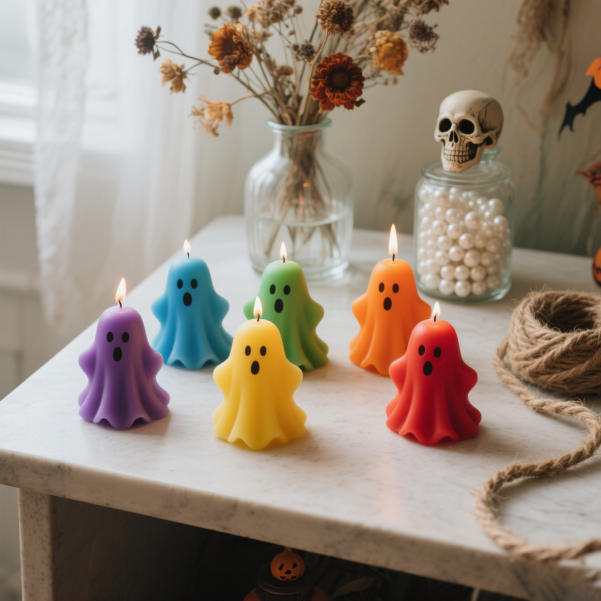 8×9cm Multicolor Decor Ghost Shaped Halloween Candle
