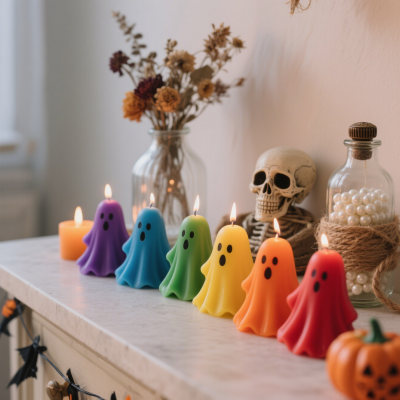 8×9cm Multicolor Decor Ghost Shaped Halloween Candle