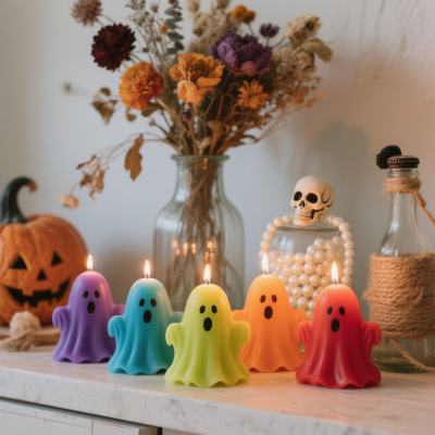 8×9cm Multicolor Decor Ghost Shaped Halloween Candle