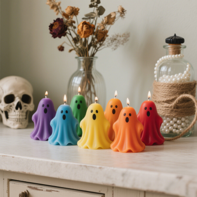 8×9cm Multicolor Decor Ghost Shaped Halloween Candle